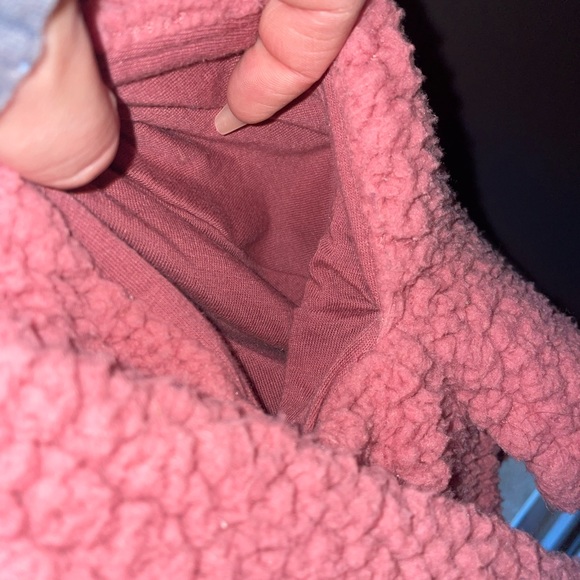 Victoria's Secret PINK Varsity Sherpa Half Zip Pullover Hoodie Pink Colorblock S - Picture 7 of 9